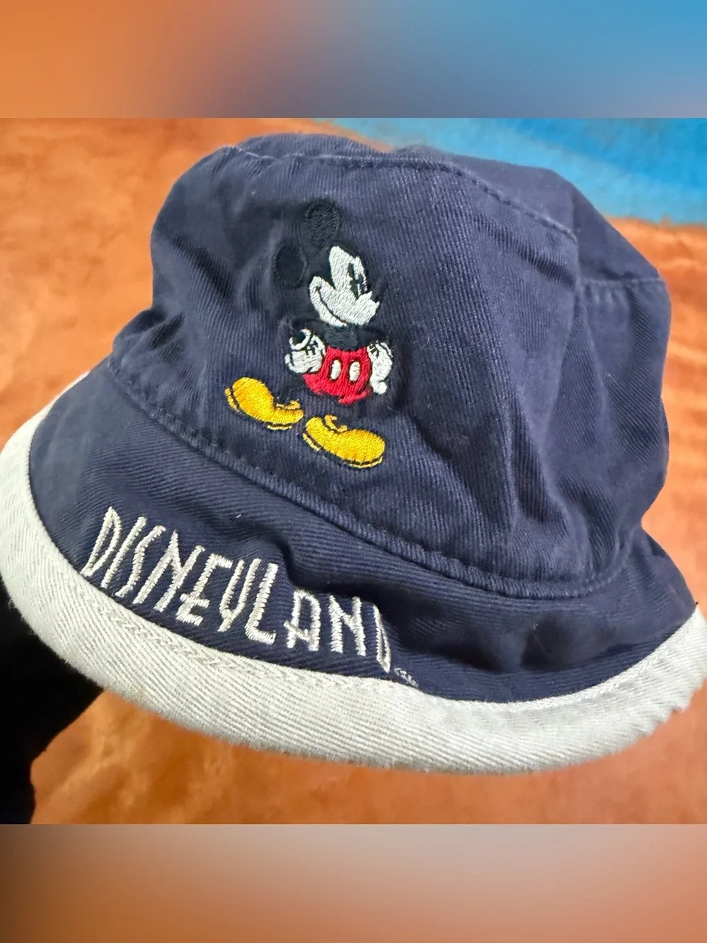 Vintage Disneyland Resorts Mickey Mouse Bucket Hat blue cotton Blue embroidered
